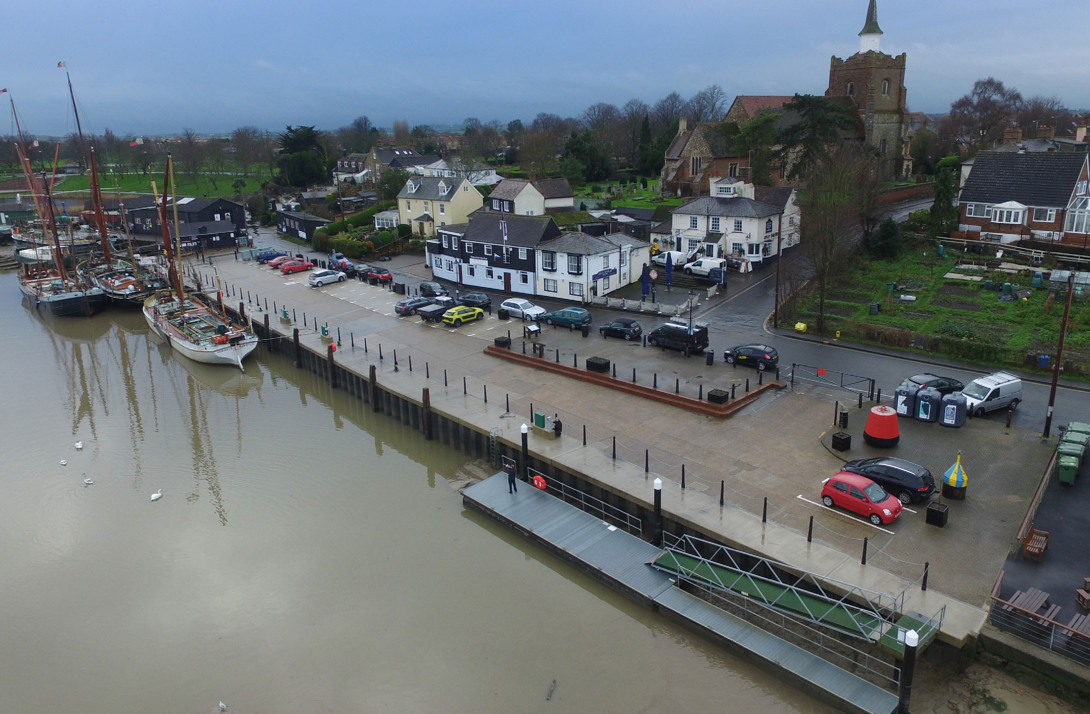 Aerial view of finished work at Maldon Quay