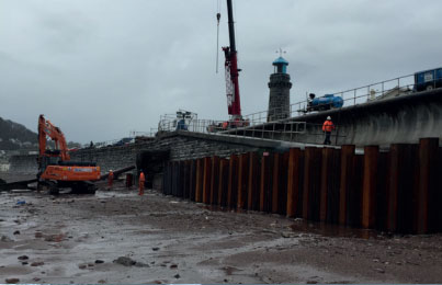 Ongoing work at Teignmouth Sea Wall